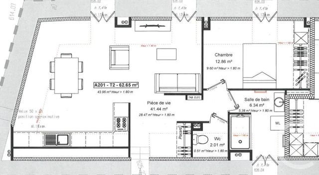 Appartement T2 à vendre - 2 pièces - 62.65 m2 - RODEZ - 12 - MIDI-PYRENEES - Century 21 Foch Immobilier