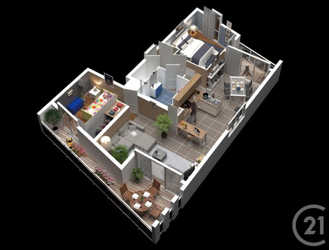 Appartement F3 à louer - 3 pièces - 69.72 m2 - RODEZ - 12 - MIDI-PYRENEES - Century 21 Foch Immobilier